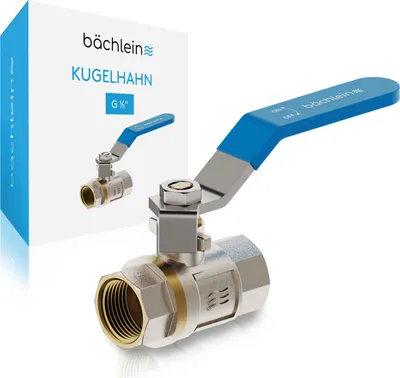 Produktbild von Bächlein Universal Kugelhahn – Kugelventil aus Messing mit Hebel-Griff und beidseitigem 1/2 Zoll Innengewinde – Absperrventil mit vollem Durchgang