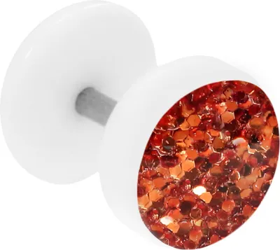 Produktbild von Fake Plug Ohrstecker weiß Glitterline Farbe - Hellbraun