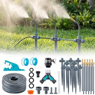 Productafbeelding van Tuinirrigatiesysteem met Grondpen, 360 Graden Vrij Verstelbaar Druppelirrigatie, Nauwkeurige Stroomregeling, Sprinklersysteem voor Broei
