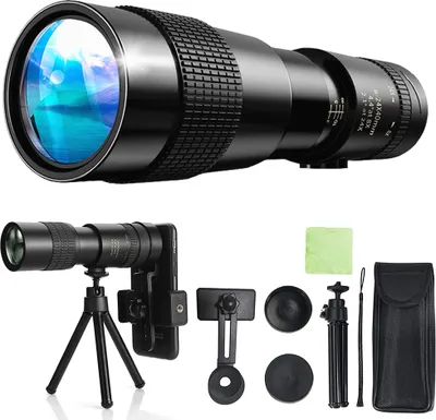 Produktbild von Monokulare Teleskop, HD 4K 10–300 x 40 mm Monokular Wasserdicht monokular-Teleskope beschlagfest mit Smartphone Adapter Stativ für Vogelbeobachtung, Jagd, Wandern Sightseeing, Konzert Ballspiel
