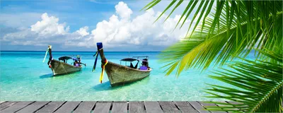 Produktbild von Wallario selbstklebendes Poster - Sonnenboot in der Karibik, Größe: 50 x 125 cm