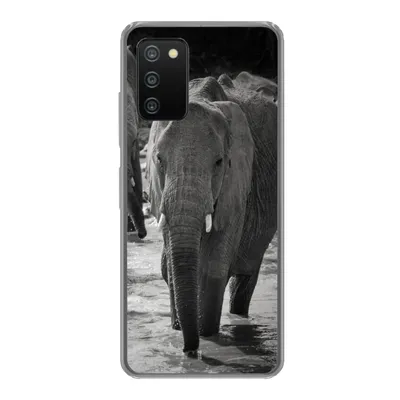 Produktbild von MuchoWow® Handyhülle Schutzhülle Hülle für Samsung Galaxy A03s Elefant - Tiere - Wasser - Schwarz und weiß Silikon Softcase Handy Hülle - Schutz