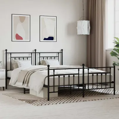 Produktbild von Metallbett ohne Matratze - mit Fußteil Schwarz - 180x200 cm - Polsterbett CC21441