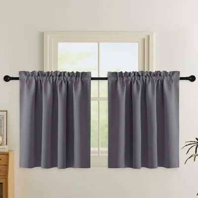 Produktbild von Kurzgardinen für die Küche, blickdicht, 2er Set, 90 x 140 cm, grau