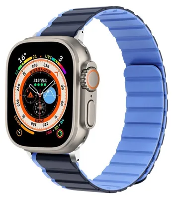 Image de Pour Apple Watch Ultra 2 / 1 49 mm - Bracelet en silicone magnétique bicolore bleu