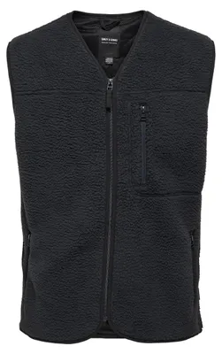 Zdjęcie produktu dla Kamizelka męska ONLY & SONS ONSHOUSTON, wykonana z polaru, model OTW VD, kolor granatowy, rozmiar XS