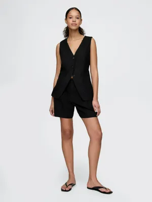 Produktbild von GAP High Rise Leinen Shorts XS Schwarz, elastischer Bund, 10 cm Innenbeinlänge