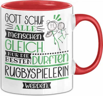 Produktbild von Rugbyspielerin Geschenk Becher Tasse Gott Schuf Alle Menschen Gleich Nur Die Besten Durfeten Rugbyspielerin Werden Geschenkidee Lustig (Rot)