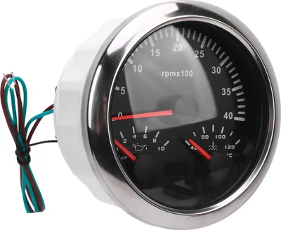 Produktbild von 3-in-1 elektrischer Drehzahlmesser, Öldruckmesser, Wassertemperatur, 3/8 Zoll, 4000 U/min, 0 bis 10 bar, 40–120 °C, 7 Farben, Hintergrundbeleuchtung, für Wohnmobil, Yacht, LKW, schwarzes Zifferblatt, silberne Lünette