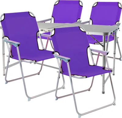 Produktbild von 5teiliges Campingmöbel Set Alu wetterfest robust 120x60x58/70cm Lila