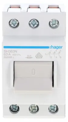 Productafbeelding van Hager compactschakelaar 63A SH363N, **3 contacten, 400VAC, 2,5PLE**
