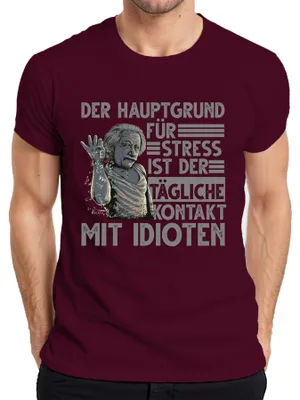 Produktbild von Hauptgrund für Stress Idiotenkontakt lustig Einstein Physik Nerd Herren T-Shirt, Burgundy, M