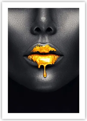 Produktbild von Poster - Poster ohne Rahmen - Gold Mund Schwarz - 50x70 cm - Wand Bild - Wanddeko - Wandbilder - Kunstposter - Wandposter - Bilder - Kunstdruck - Wanddekoration - Wandbild - P2XPA50x70-4460