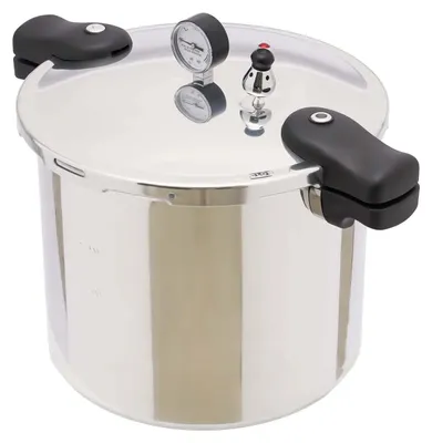 Produktbild von Schnellkochtopf - 22 l Druckkochtopf/Einmachtopf - Aluminiumlegierung - 90 kPa mit Manometer - Mehrere Sicherheitsventile - Für Gasherd - Silber
