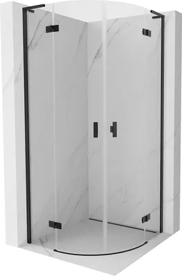 Produktbild von Mexen Mist L Duschkabine halbrund schwenkbar 100 x 100 cm, transparent, schwarz - 8A33L-100-100-70-00