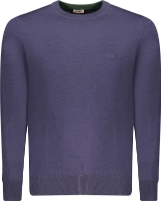 Immagine prodotto di Camicia blu da uomo a maniche lunghe con scollo rotondo e ricamo sottile