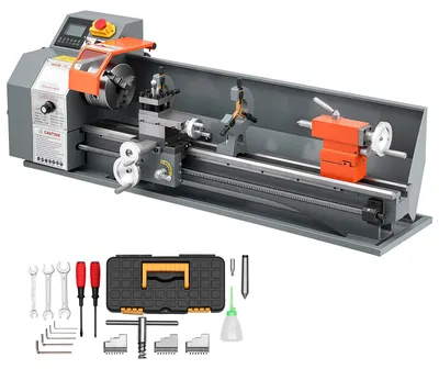 Produktbild von VEVOR Metalldrehmaschine 220 x 762 mm 1100 W Tischdrehmaschine 0–2500 U/min für Präzisions-Metallbearbeitung, Drehen und Gewindeschneiden, mit Halbautomatischem Steuerungssystem und Bürstenlosem Motor