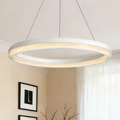 Immagine prodotto di doporro Lampadario a Sospensione 20W, Lampada 3000-6000K con Filo 110 CM, Altezza regolabile, Lampada da Soffitto a Sospensione per Camera da Letto e Soggiorno, 45cm, Bianco Sabbia, Luvina05