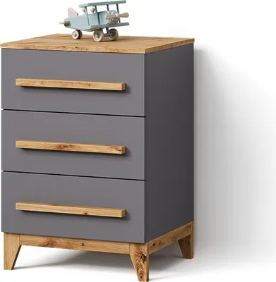 Image de Commode avec tiroirs Livinity Mailo Gris/Artisan 60x88cm avec porte, Model 59766