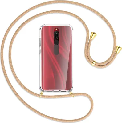 Produktbild von Handykette Backcover-Schutzhülle mit Band (Metall goldfarben) für Xiaomi Redmi 8 - beige