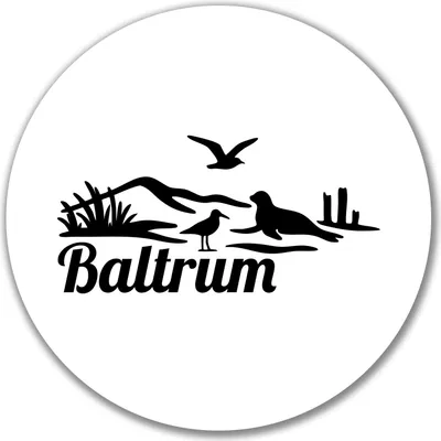 Produktbild von Huuraa Aufkleber Baltrum Strandmotiv 10cm rund Sticker Geschenkidee