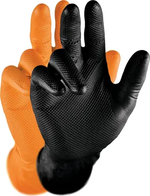 Produktbild von Grippaz Nitril-Handscuhe (50 Stück) latexfreie Arbeitshandschuhe extrem robust&reißfest, Orange, L