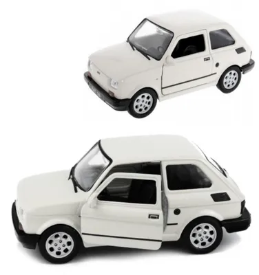 Produktbild von Welly Fiat 126p Maluch Modellauto weiß detailgetreu