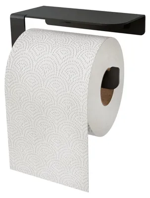 Toiletpapierhalter mit Ablage, schwarz, Stahl, Wandmontage