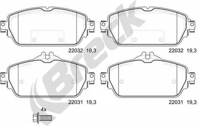 Produktbild von BRECK Bremsbeläge Satz Vorne Bremsklötze passend für MERCEDES-BENZ C-Klasse T-modell (S205) 22031 00 701 10