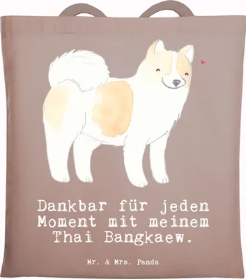 Produktbild von Mr. & Mrs. Panda Tote Bag Thai Bangkaew Moment - Braun Pastell - Geschenk, Jutebeutel, Tasche, Beutel, Shopping, Laptoptasche, Dog