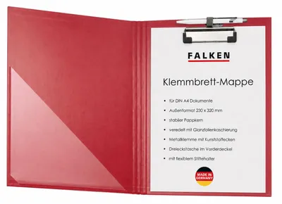 Imagen del producto de FALKEN 11288388 Klemmbrettmappe M.Stifteh. rot