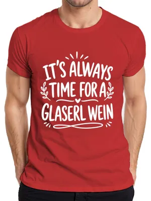 Immagine prodotto di Maglietta da uomo, colore rosso, taglia XXL, con scritta "Glaserl Wein Lustig Statement Sarkasmus"