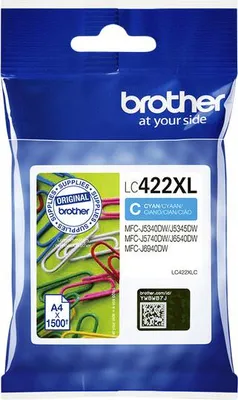 Obrázek produktu pro Brother LC422XLC, Azurová, 1 kusů, 1500 str., Balení po jednom