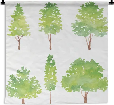 Produktbild von MuchoWow® Wandteppich Wandbehang Aquarell - Baum 150x150 cm Tapisserie Dekoration Wandtuch - Wohnaccessoires - Modernes