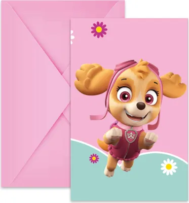 Image de 6 cartes d'invitation Paw Patrol Skye Pat'Patrouille - taille unique