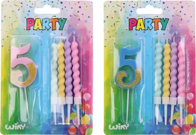 Image de Bougie de fête numéro 5 + 4pcs bougies