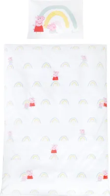 Produktbild von roba Kinderbettwäsche 100 x 135 cm Peppa Pig - Bettwäsche für Kinder aus Baumwolle inkl. Kissenbezug 60 x 40 cm - Weiß / Rosa