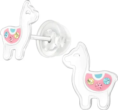 Produktbild von Kinder Ohrringe Alpaka Ohrstecker 925 Sterling Silber mit Kristallen