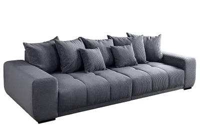 Produktbild von riess-ambiente Modernes XXL Sofa ELEGANCIA 285cm anthrazit Cord inklusive Kissen Bigsofa Eckcouch Couch