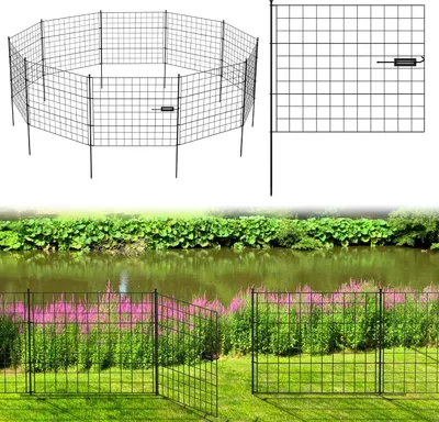 Obrázek produktu pro Izrielar 5X plot k jezírku kovový plot plotové prvky podloubí zahradní plot zahradní brána plot rovný černý