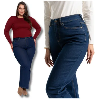 Produktbild von Moraj Damen Jeans High Waist Straight Leg, Klassisch, Baumwolle-Stretch – Dunkelblau, Größe L