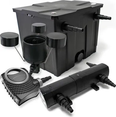 Produktbild von Wiltec Komplettset: CBF-350 Teichfilter bis 12000 L Teichfilteranlage als Durchlauffilter, NEO10000 Teichpumpe 10000l/h 80W, CUV-236 Teichklärer UVC Klärer mit 36W, CSP-250 Schwimmskimmer 2500l/h 45W