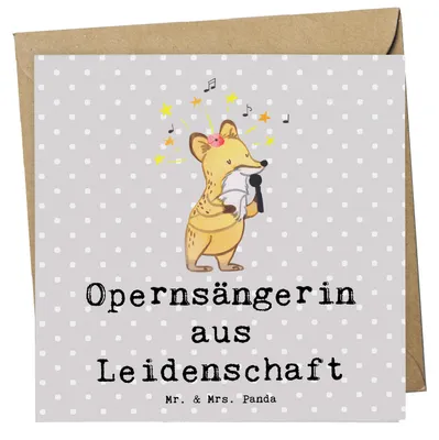 Produktbild von Mr. & Mrs. Panda Grußkarte Opernsängerin Leidenschaft - Grau Pastell - Geschenk, Klappkarte, Glückwunschkarte, faltkarte, doppelkarte, anlasskarte