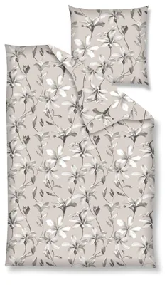 Produktbild von Nanette Renforcé Bettwäsche - Blumen und Blätter, beige 135 x 200 cm Blumen und Blätter, beige