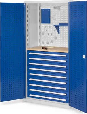 Produktbild von Kappes ®RasterPlan Schubladenschränke 1950x1000x600mm Lochplattentüren Modell 17 enzianblau