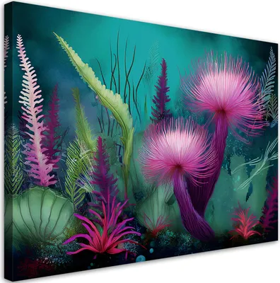 Produktbild von Leinwandbild Unterwasserwelt Ozean Meer 90x60 Feeby Türkis bild für die wand bereit zum aufhängen