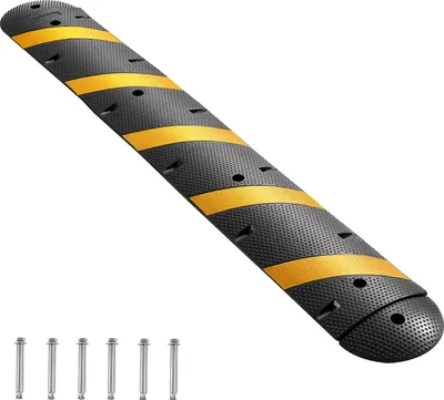 Produktbild von VEVOR 183 cm Kabelbrücke, 2-Kanal, Gummi Überfahrschutz, 9979 kg Tragfähigkeit, Bodenabdeckungen, Stolperschutz Rampe mit Dehnschrauben, für Asphaltbeton-Schotterauffahrten, 1 Stück