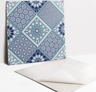 Produktbild von Fliesenaufkleber Set - 9 Stück Selbstklebende PVC Fliesen-Designs - Für Bad und Küche 30 x 30 - Portugiesische Fliesen