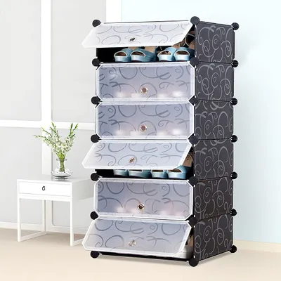 Produktbild von Schuhschrank 6 Etage modular Kunststoff Schuhablage DIY Steckregal System 45x36x105cm