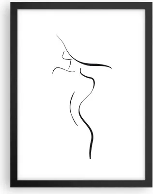 Produktbild von Gerahmtes Poster - Schwarzer Rahmen - Minimalismus Frau Hut - 30x40 cm - Wand Bild - Wanddeko - Wandbilder - Kunstposter - Wandposter - Bilderrahmen - Bilder - Kunstdruck - P2BPA30x40-4908